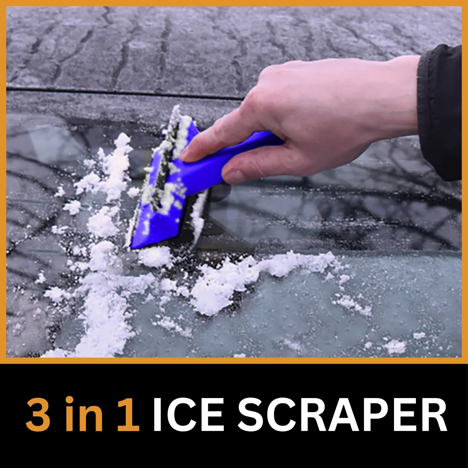 Twin Pack 3in1 Ice Scraper & Squeegee Heavy Duty Non-Scratch Winter Car Tool