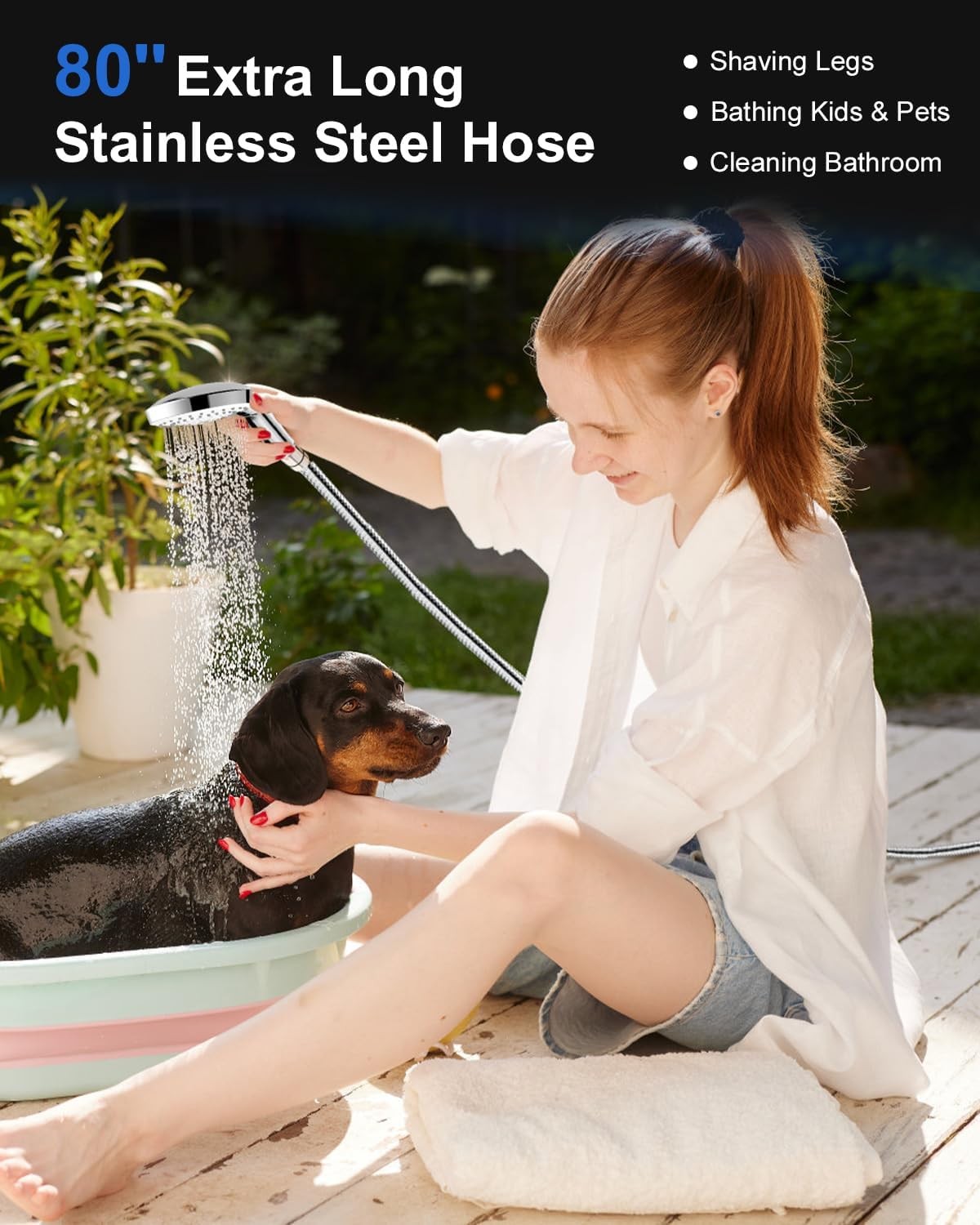 Pressure Handheld Shower Head with 80" Extra Long Stainless