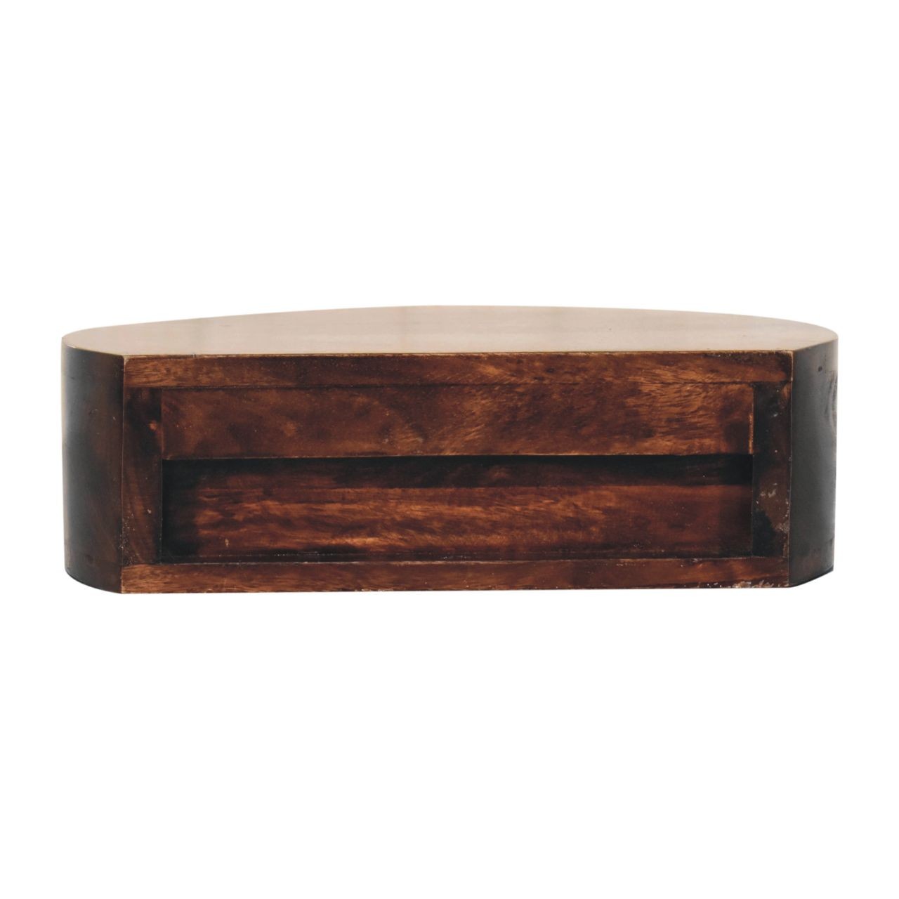Solid Wood California Walnut Wall-Mounted Rounded Bedside, 1-Drawer, Brown