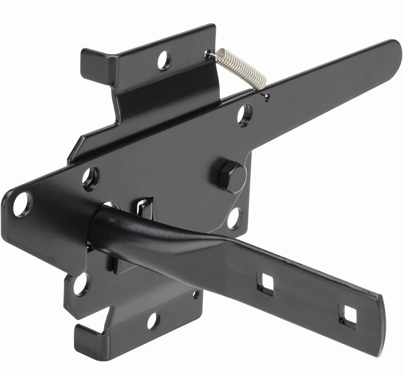 Self-Locking Gate Latch Heavy Duty for Wooden Fence, Post Mount gravity Black