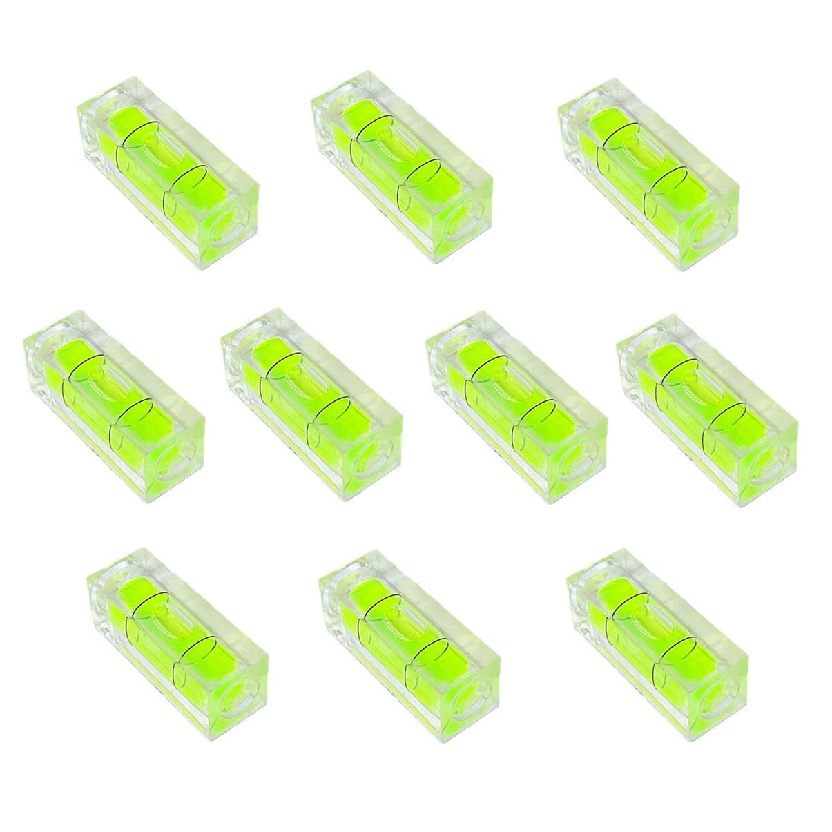 ZUJHPYMI 10Pcs Small Bubble Level 10x10x29mm 10x10x29mm, Non-Magnetic, Green
