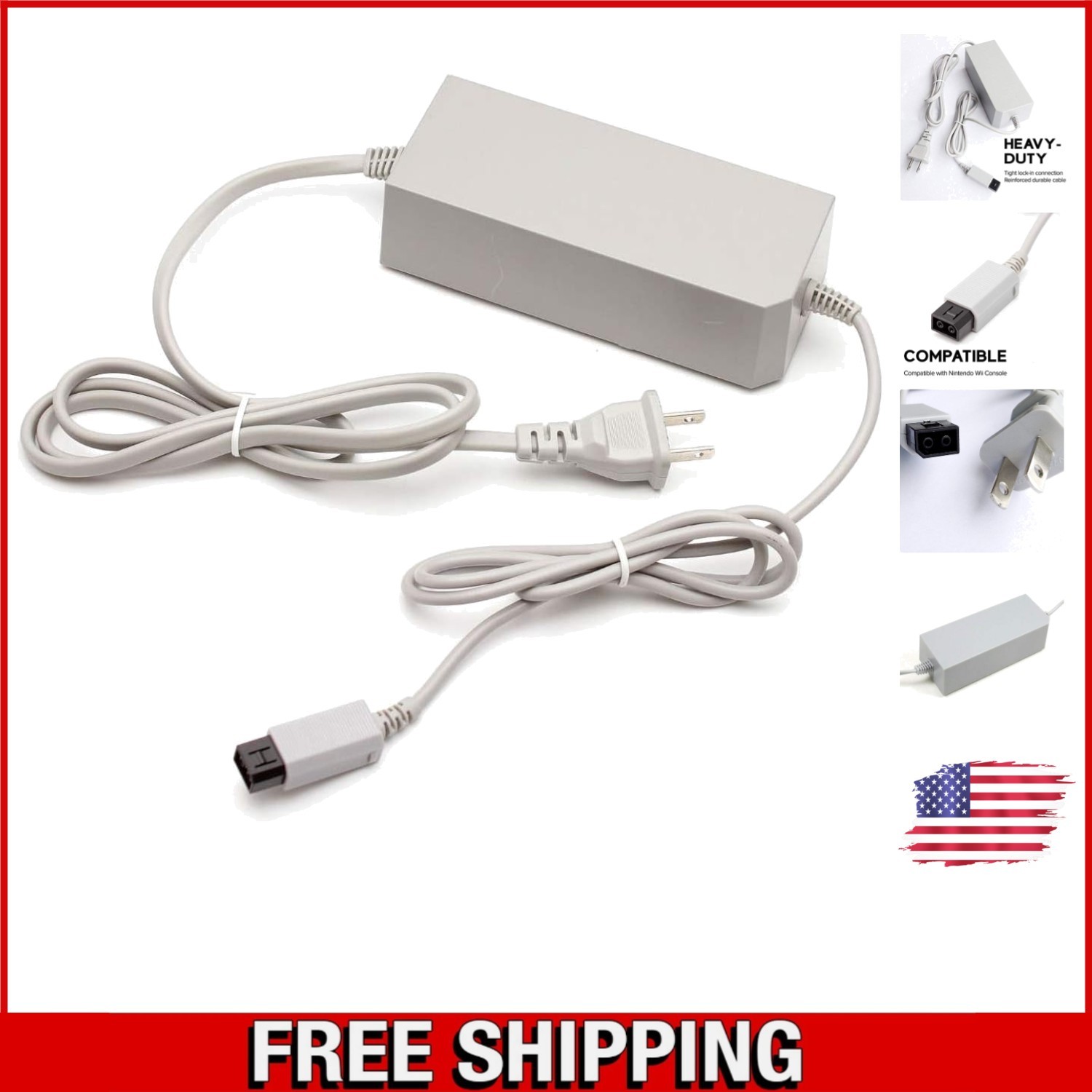 Professional Grade Wii AC Adapter - Overheat & Short Circuit Protection Included