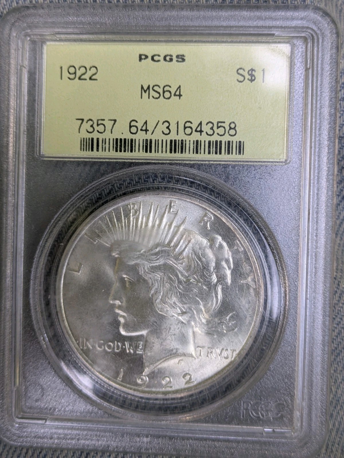 1922  peace dollar ms64 Ogh pcgs