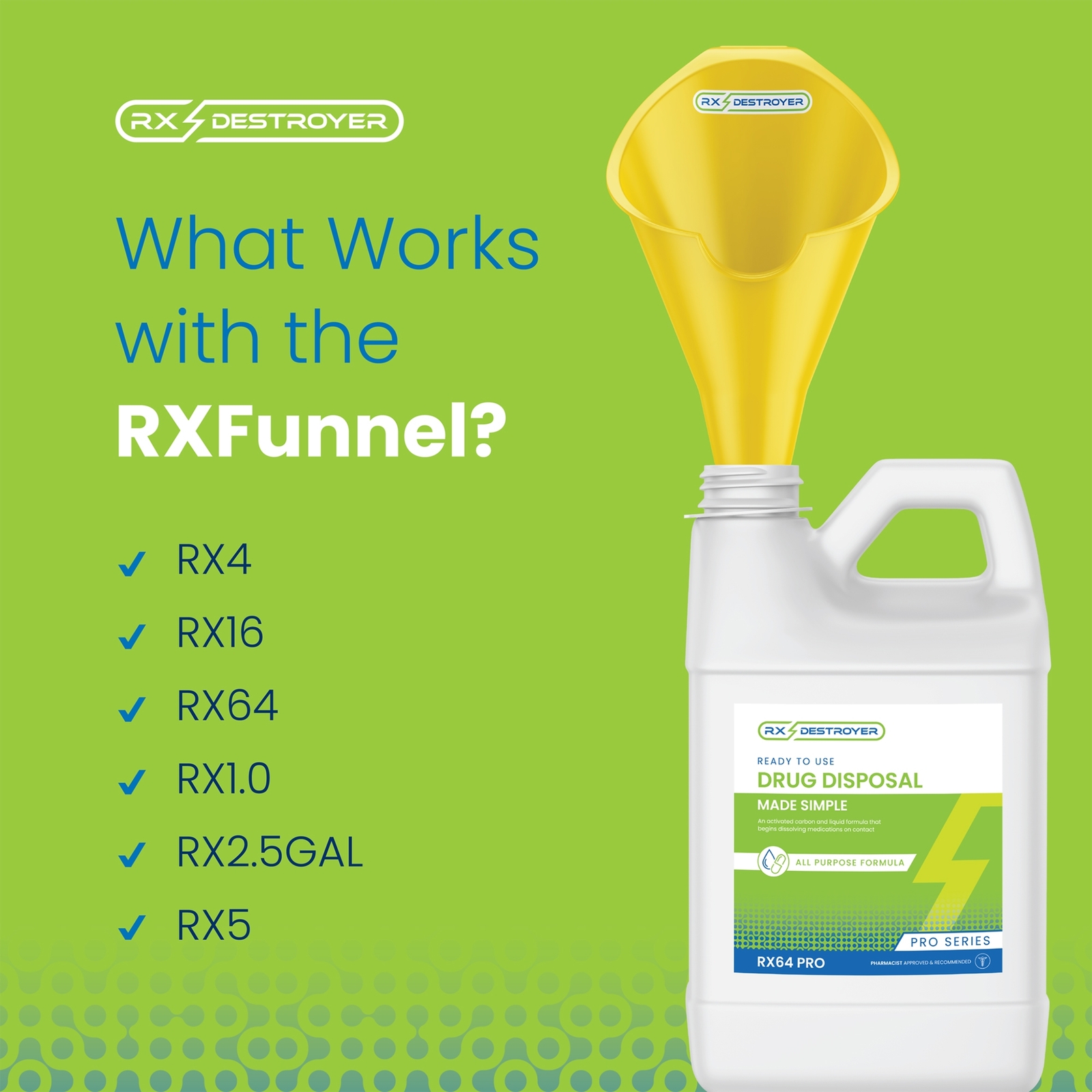 Rx Destroyer Drug Disposal System Funnel RXFUN