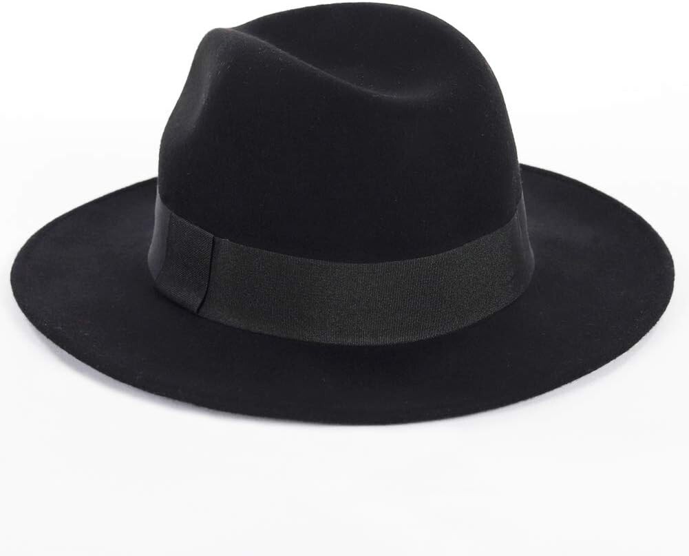 Wool Felt Wide Brim Fedora Hats for Women Men