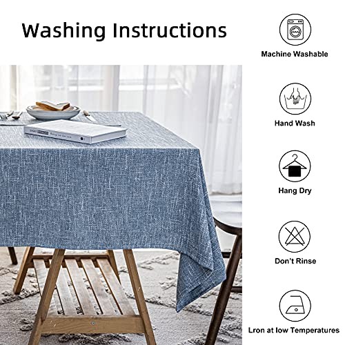 Waterproof Cotton Linen Tablecloths 70" x 54" (Rectangular) Dirty Blue
