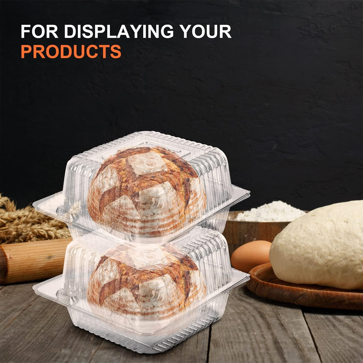 100 Pcs Clear Plastic Take Out Containers,Disposable Clamshell Dessert Container