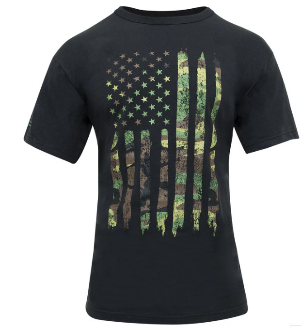 * ROTHCO * ' DISTRESSED U.S. FLAG ATHLETIC FIT T-SHIRT ' MENS ' SIZE L ' BLACK