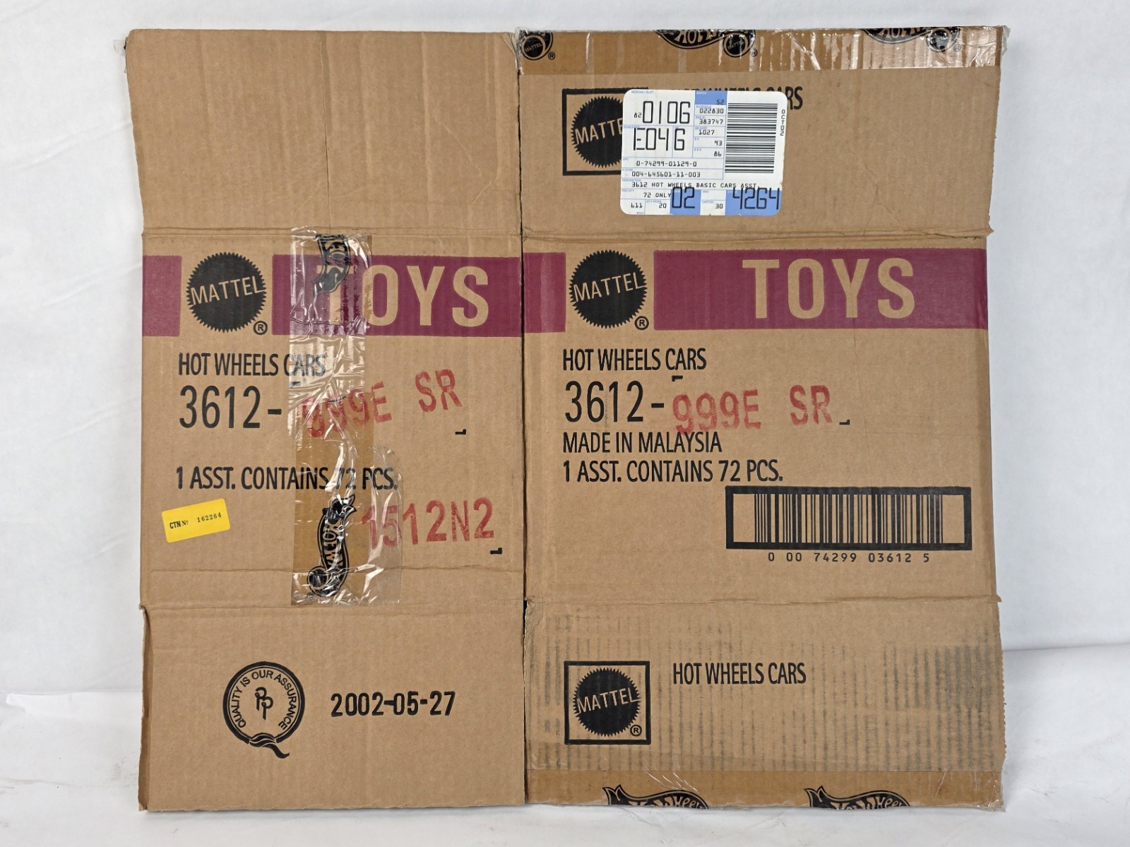 Mattel Hot Wheels Empty Factory Shipping Case Box Holds 72 Diecast Cars 3612