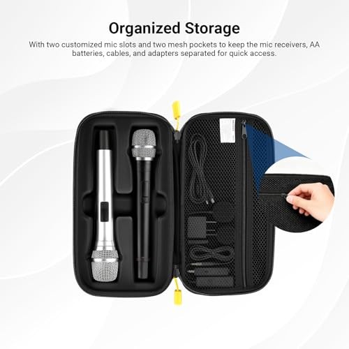Wireless Microphone Case Compatible with JBL PartyBox Dual Mic Small Black