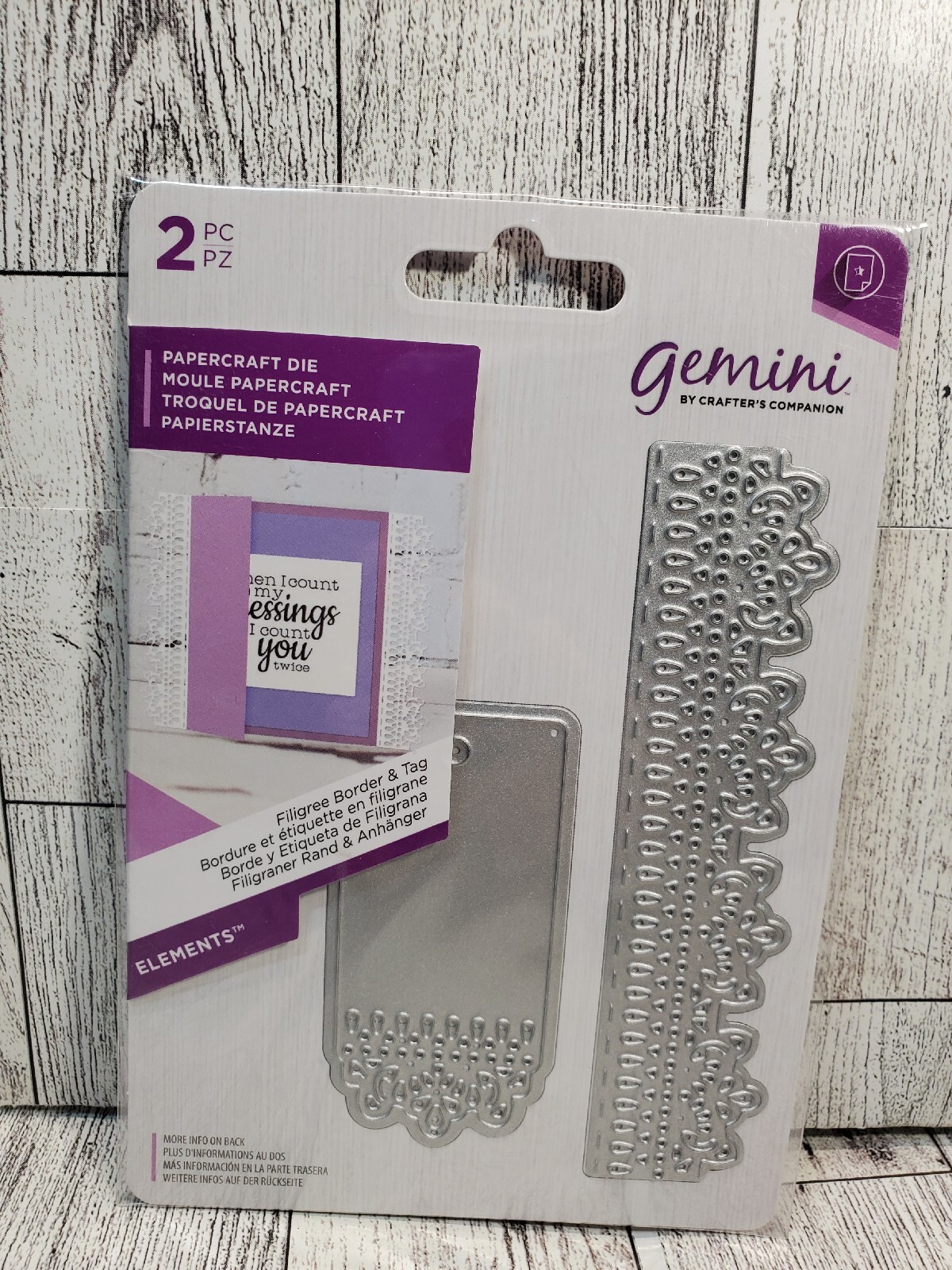 CC1 Crafters Companion Elements 2pc Filigree Border & Tag Die Set New