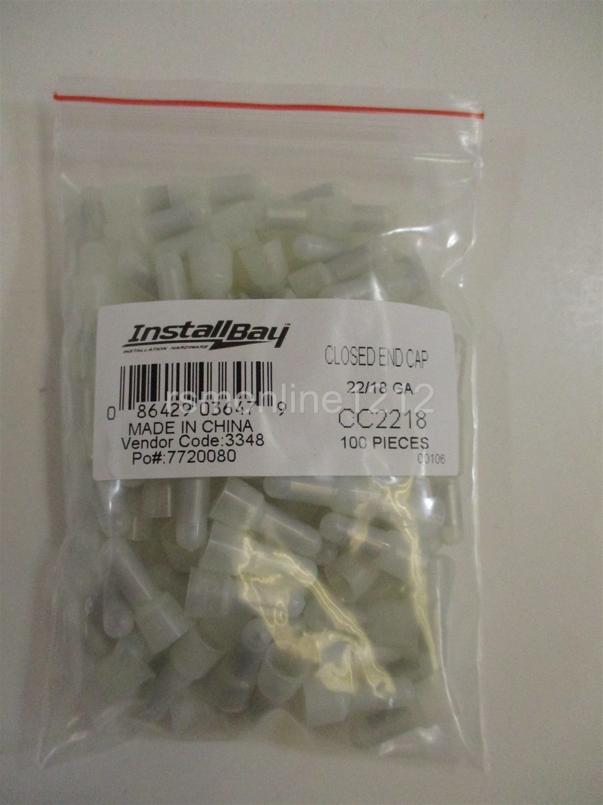 100 Closed End Crimp Caps 22-18 GA AWG Gauge Wire Connectors Terminals Car Radio