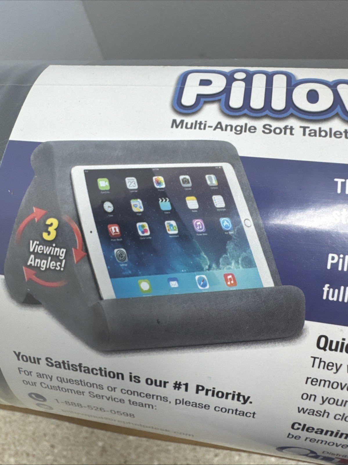 NEW ONTEL PILLOW PAD MULTI-ANGLE SOFT TABLET STAND (GRAY)