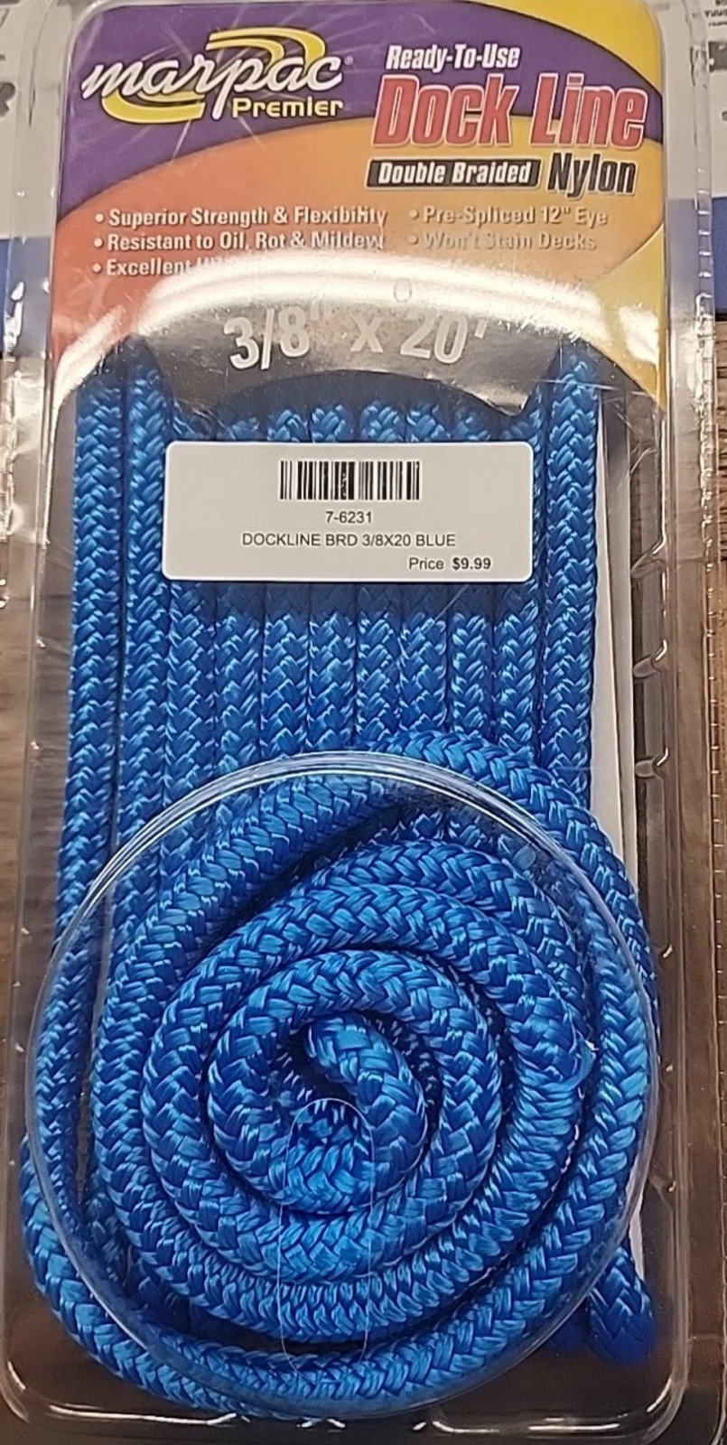 Marpac 7-6231 Blue Double Braid Dockline 3/8" x 20' FREE SHIPPING
