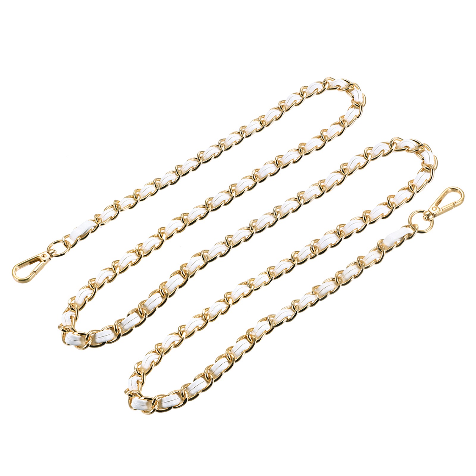 Purse Chain Strap, 55" Purse Strap Shoulder Bag Replacement Strap, White+Gold