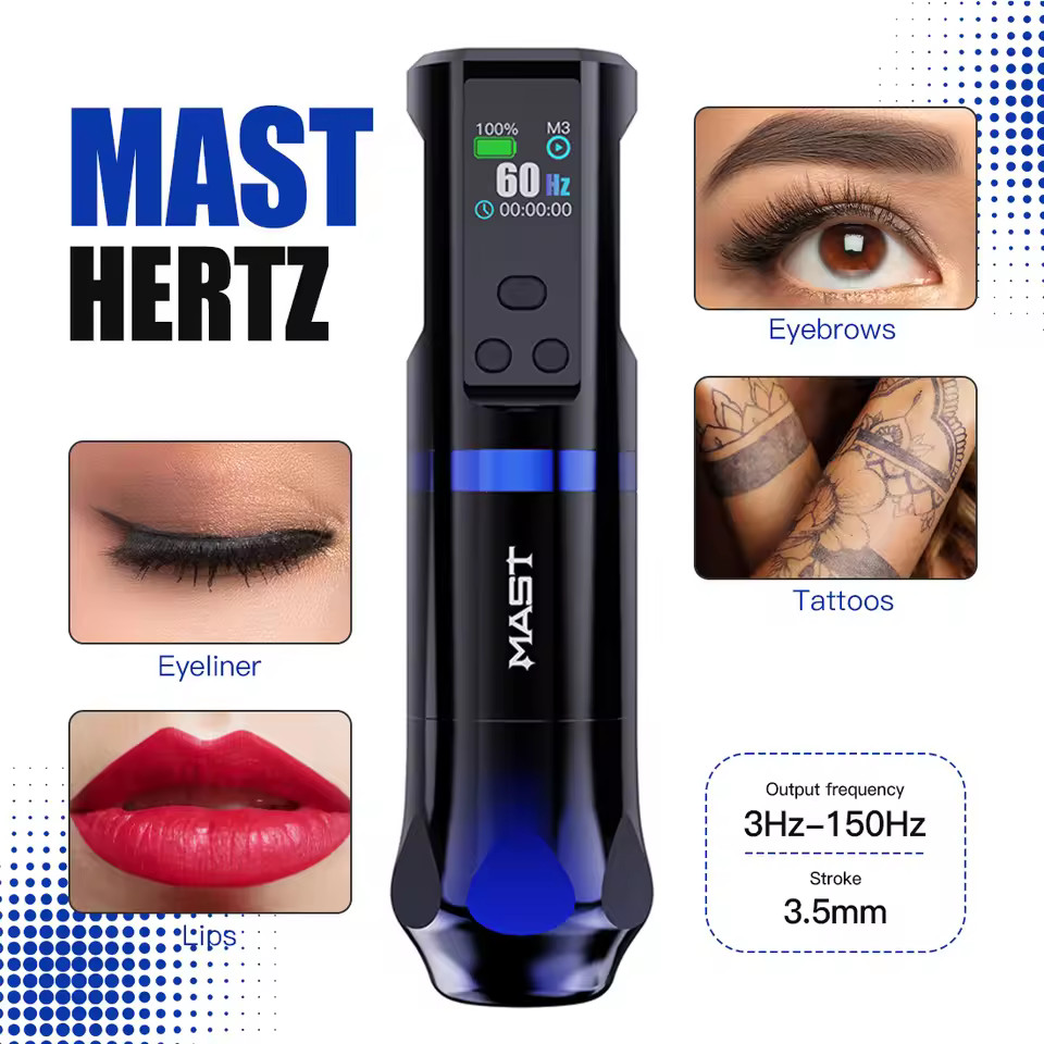 Mast Hertz Wireless Tattoo Machine Pen Adjustable Frequency Three Models 1800mAh