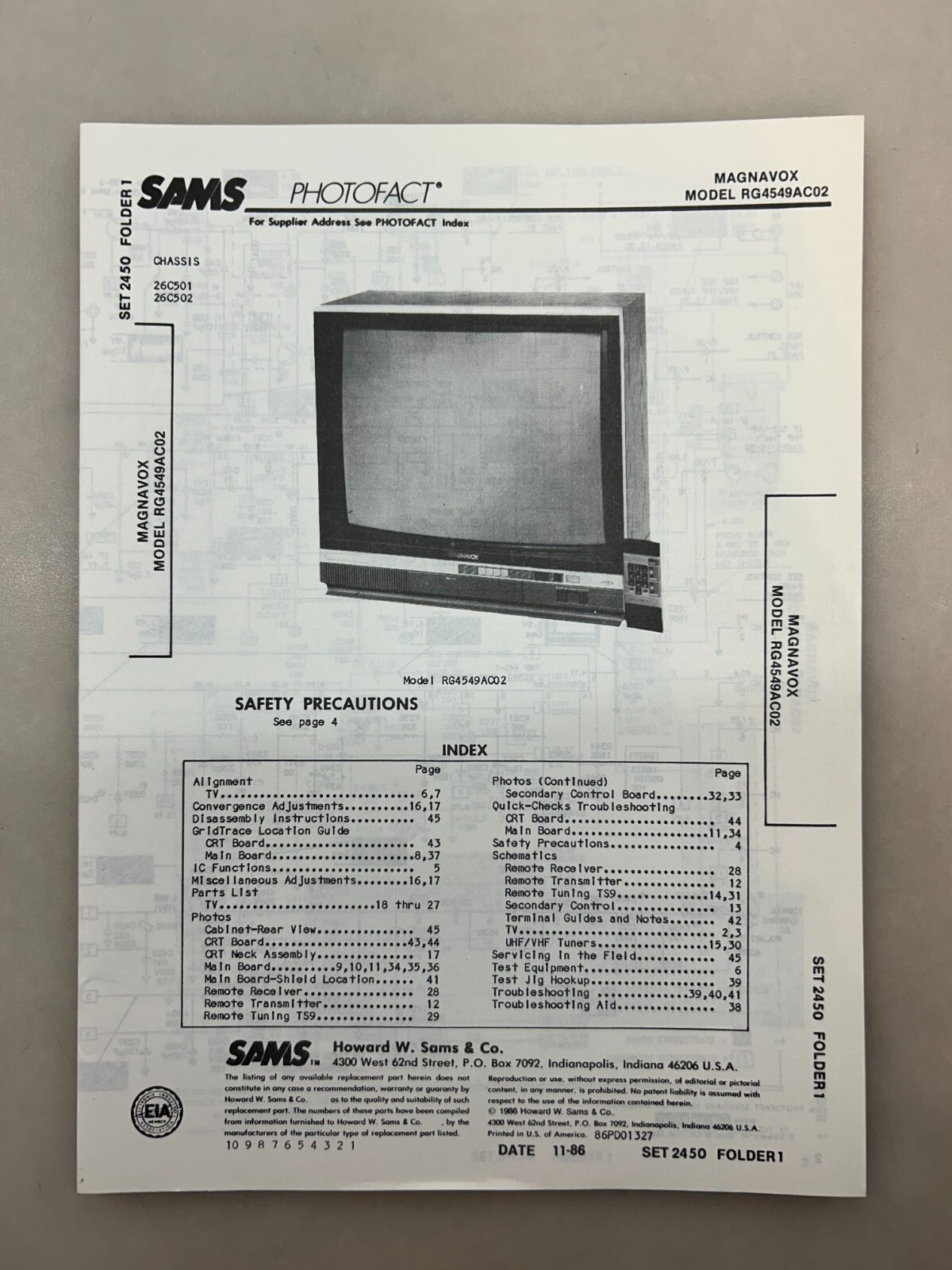 Magnavox RG4549AC02 Service Manual Sams Photofact Free Shipping