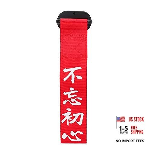 Universal Racing Tow Strap with Hooks, Heavy Duty Front Rear Bumper Rope & Red