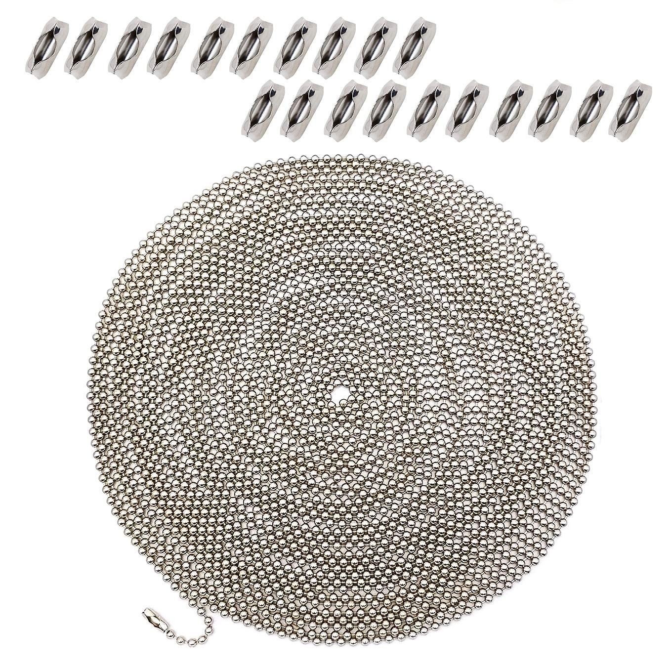 Ceiling Fan Pull Chain Extenders – 32 ft Stainless Steel Beaded Chain with 40...