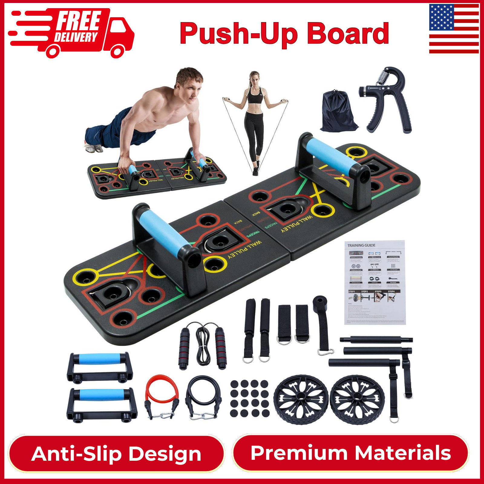 Push Up Board Home Gym Portable Exercise, 20 Fitness Equipment Strength Training