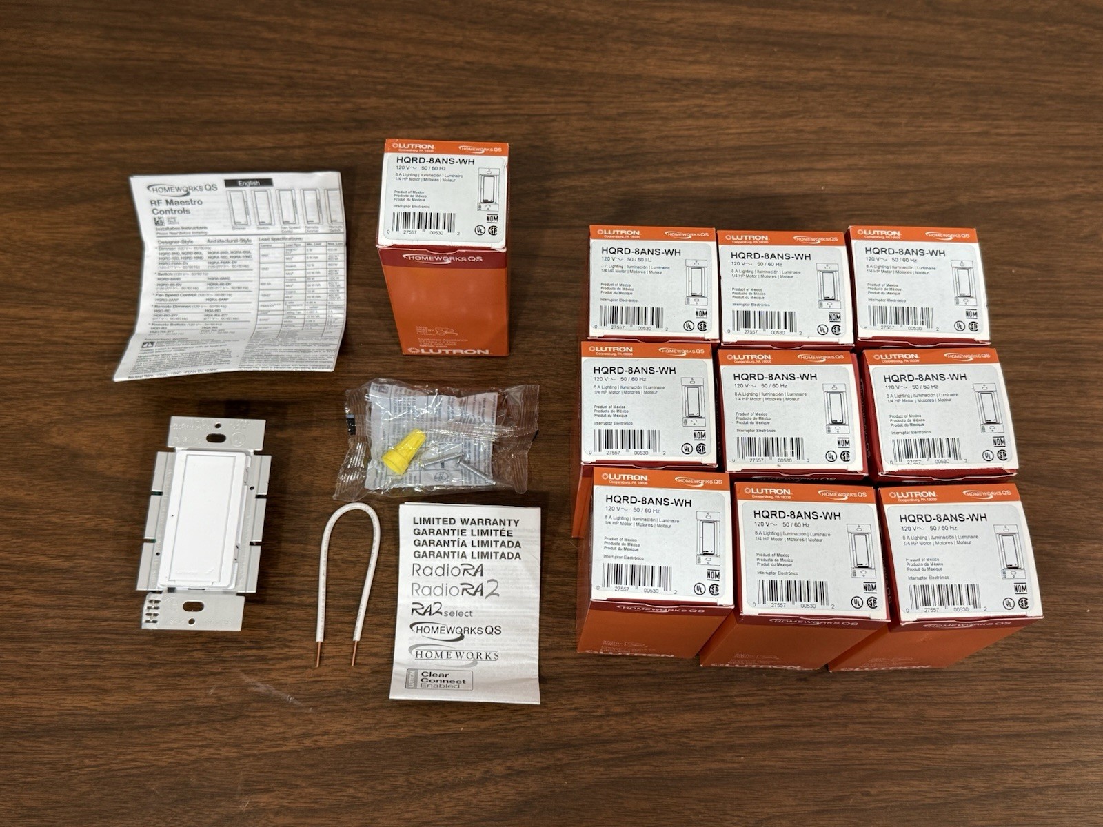 Lutron Homeworks QS HQRD-8ANS WH Wireless 8 Amp Lighting Switch (PRICE FOR EACH)