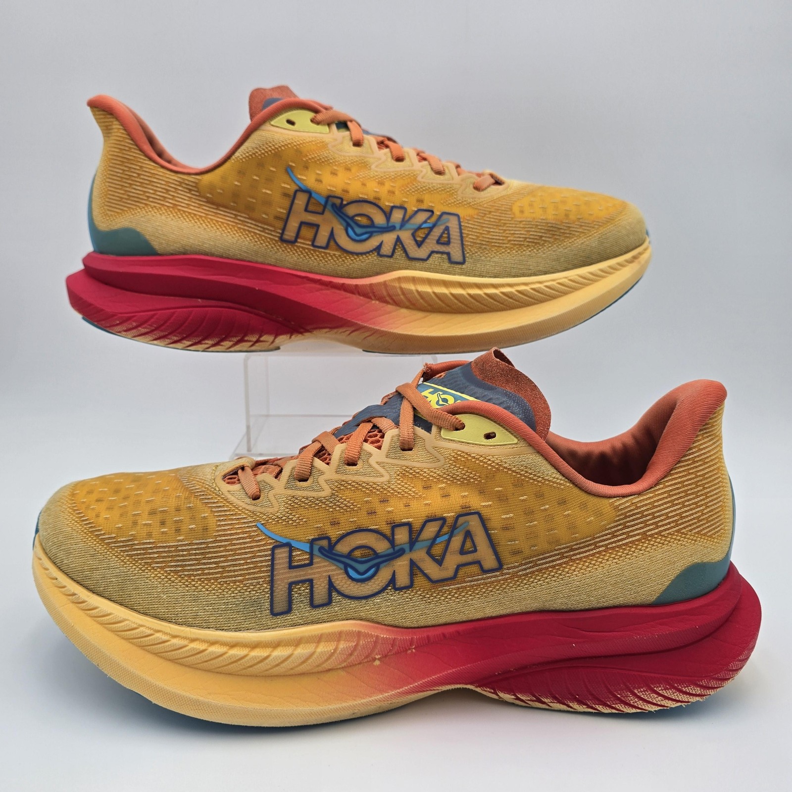 Hoka One Mach 6 Shoes Men Size 13 D Orange Lightweight Running Athletic Sneakers