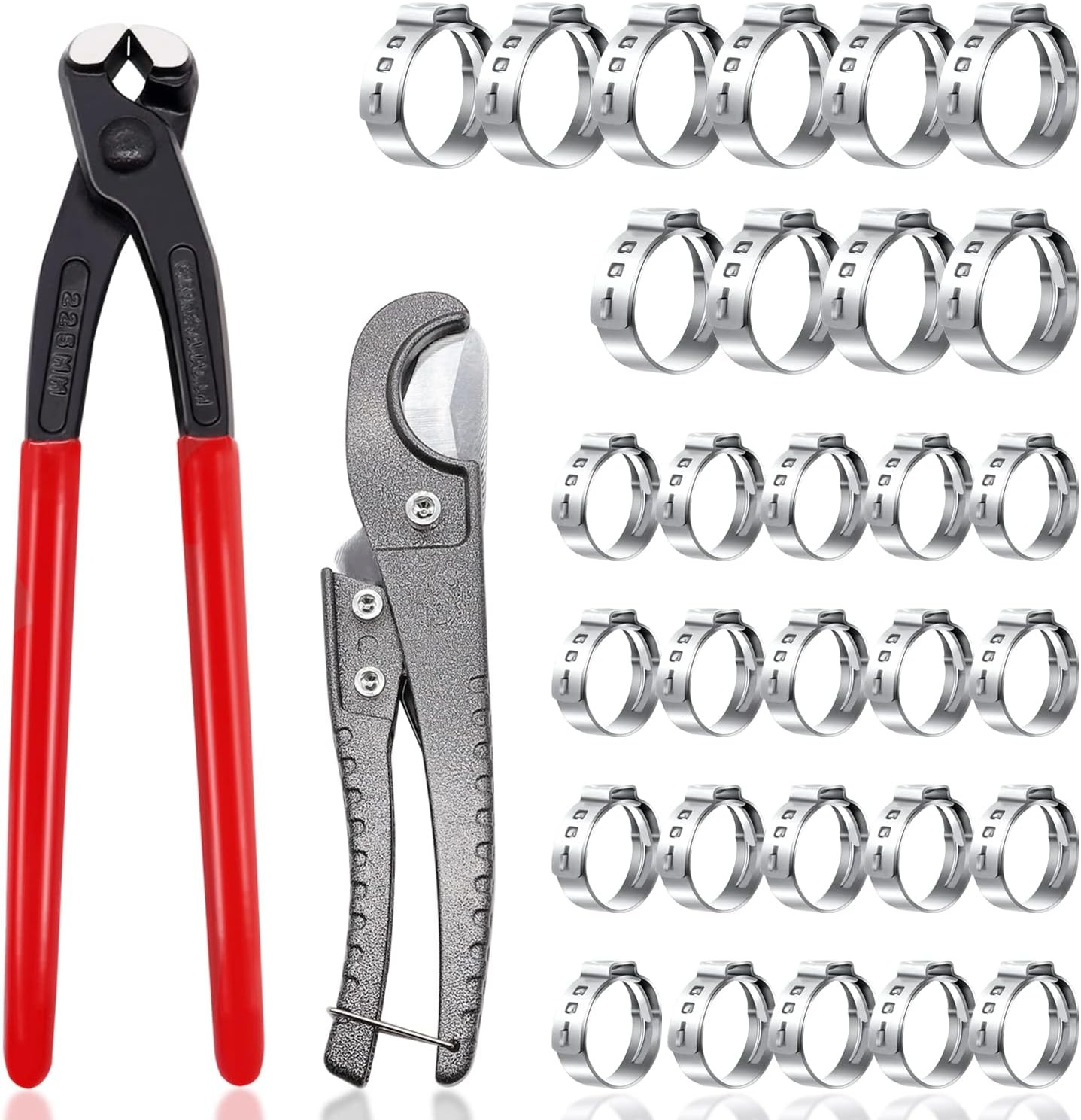 Tnisesm Pex Crimping Clamp Cinch Tool Kit with 20PCS 1/2-inch and 10PCS Black