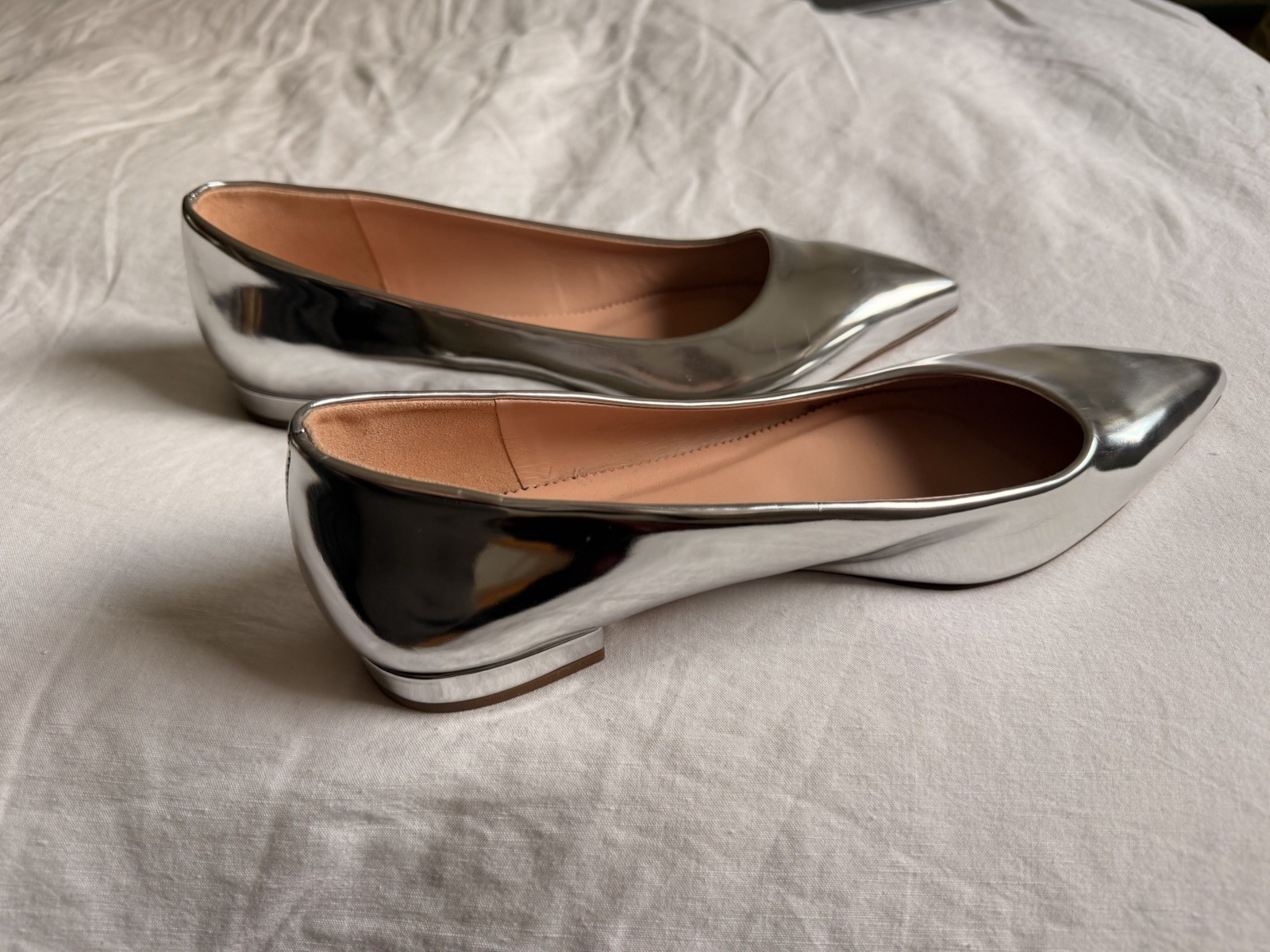 J Crew Flats Ballet Flats Size 9 Silver Brand New Point Toe