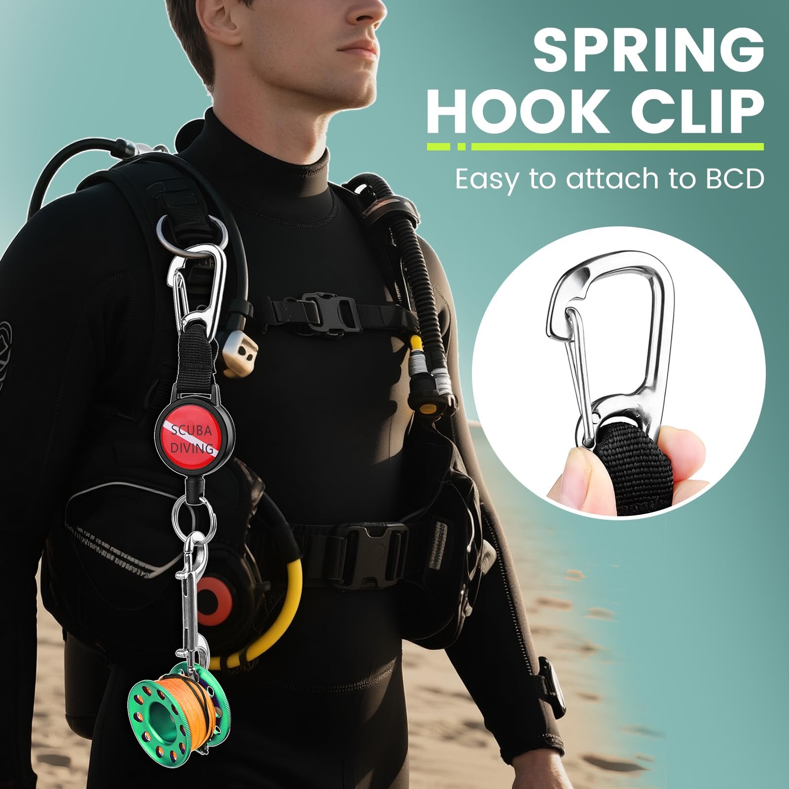 Scuba Diving Retractor, Dive Gear Keeper with 60cm/24'' Retractable Tether