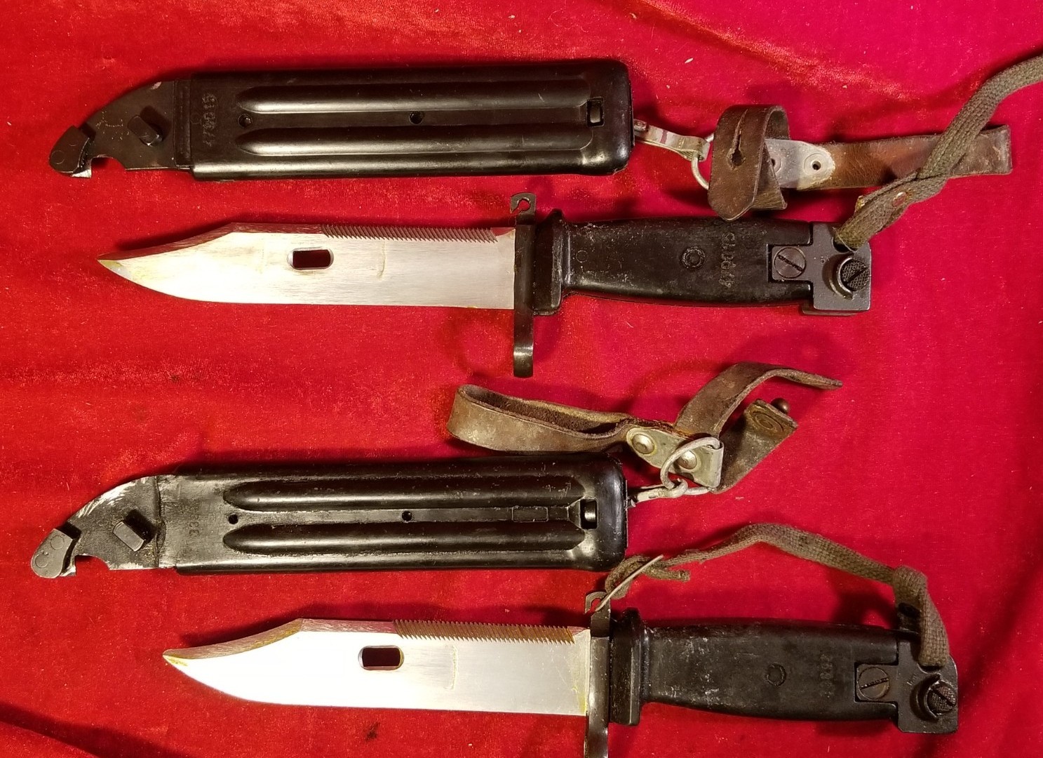 EAST GERMAN BAYONET W/ Scabbard LEATHER Frog MATCHING NUMBER vtg 59/2 Knife Lot