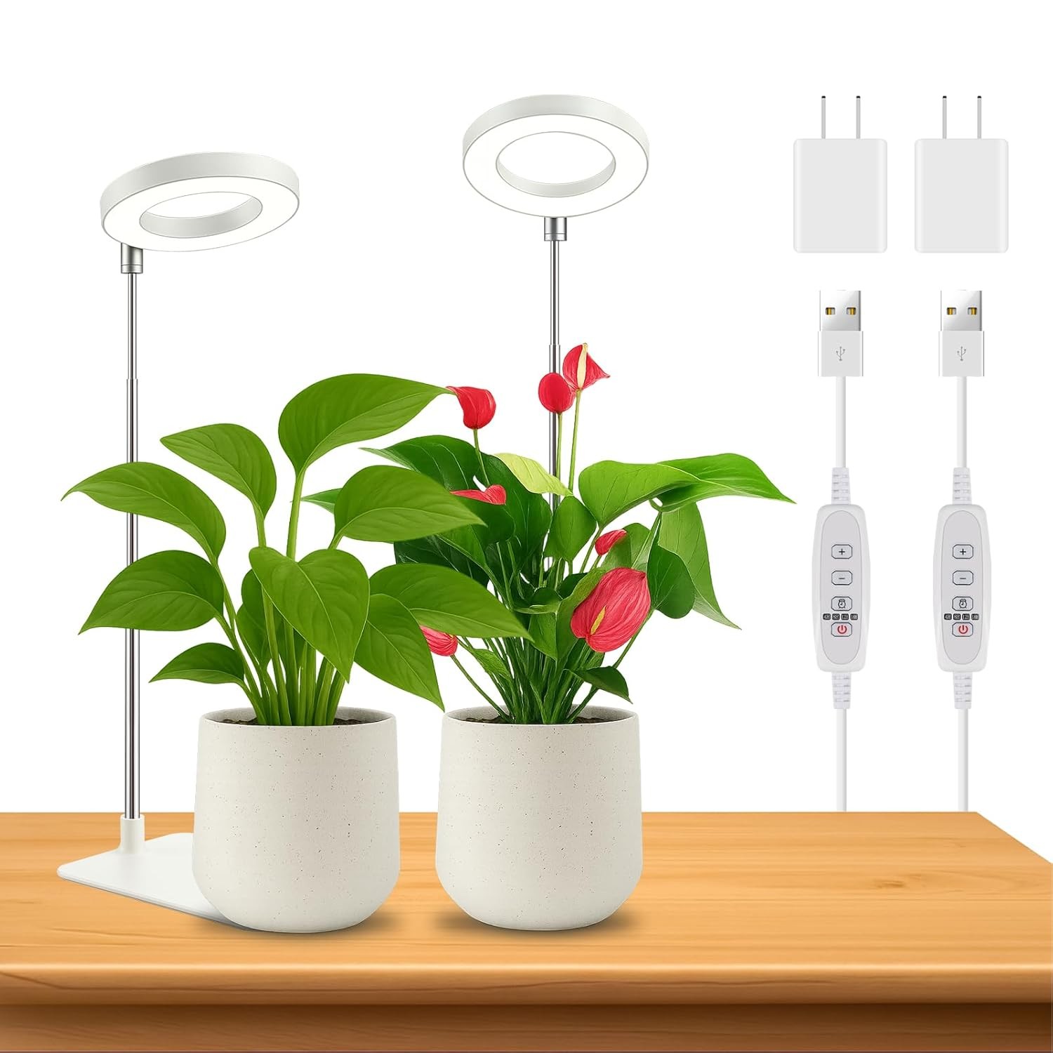 2 Pack LED Grow Light with Stand 6000K Full Spectrum Indoor Plant Lamp