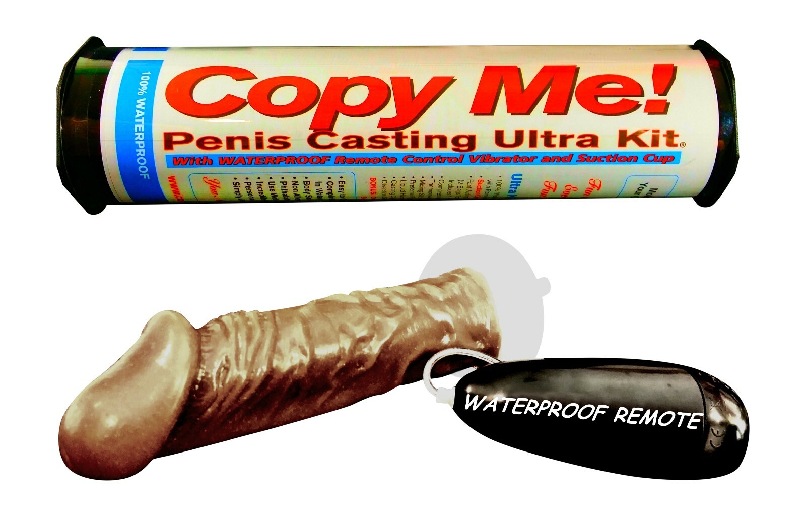 Penis Casting Molding Copy Kit, DARK SKIN, Suction Cup, with WATERPROOF Vibe