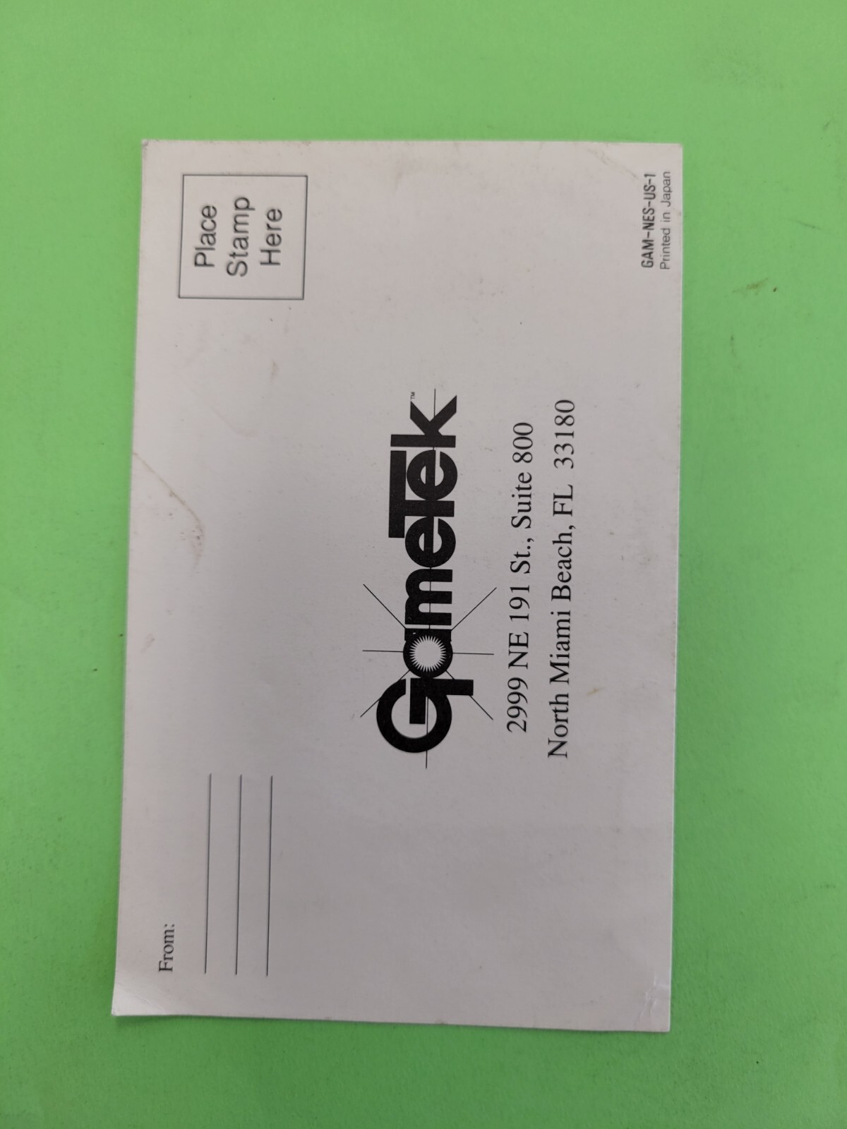 Nintendo nes gametek registration Card Insert Gam-nes-us-1