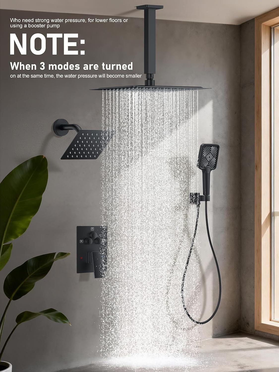 Shower Faucet Set, 10" Ceiling Mount Rainfall Shower System with 2 Rain Shower