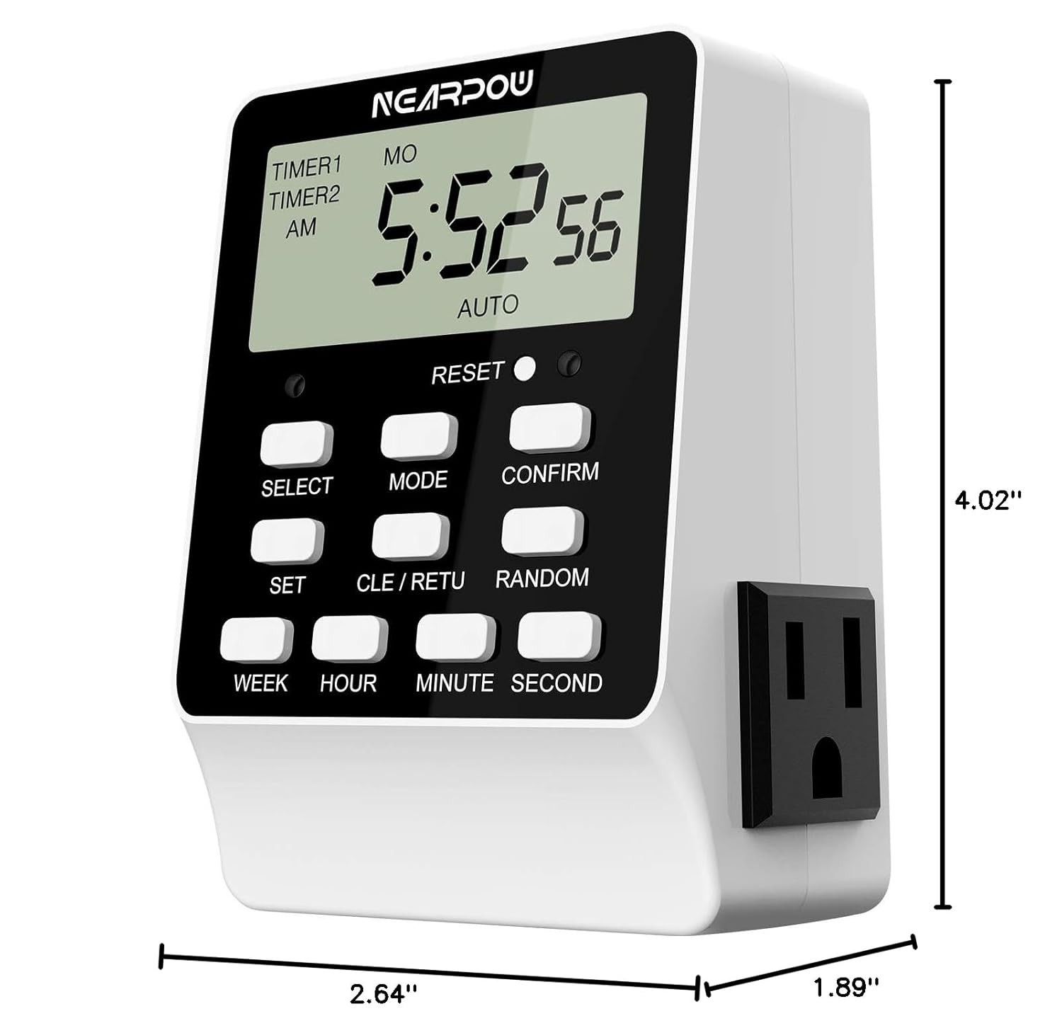 Outlet Timer, Dual Digital Light Timer with 2 Independently-Controlled Outlets,