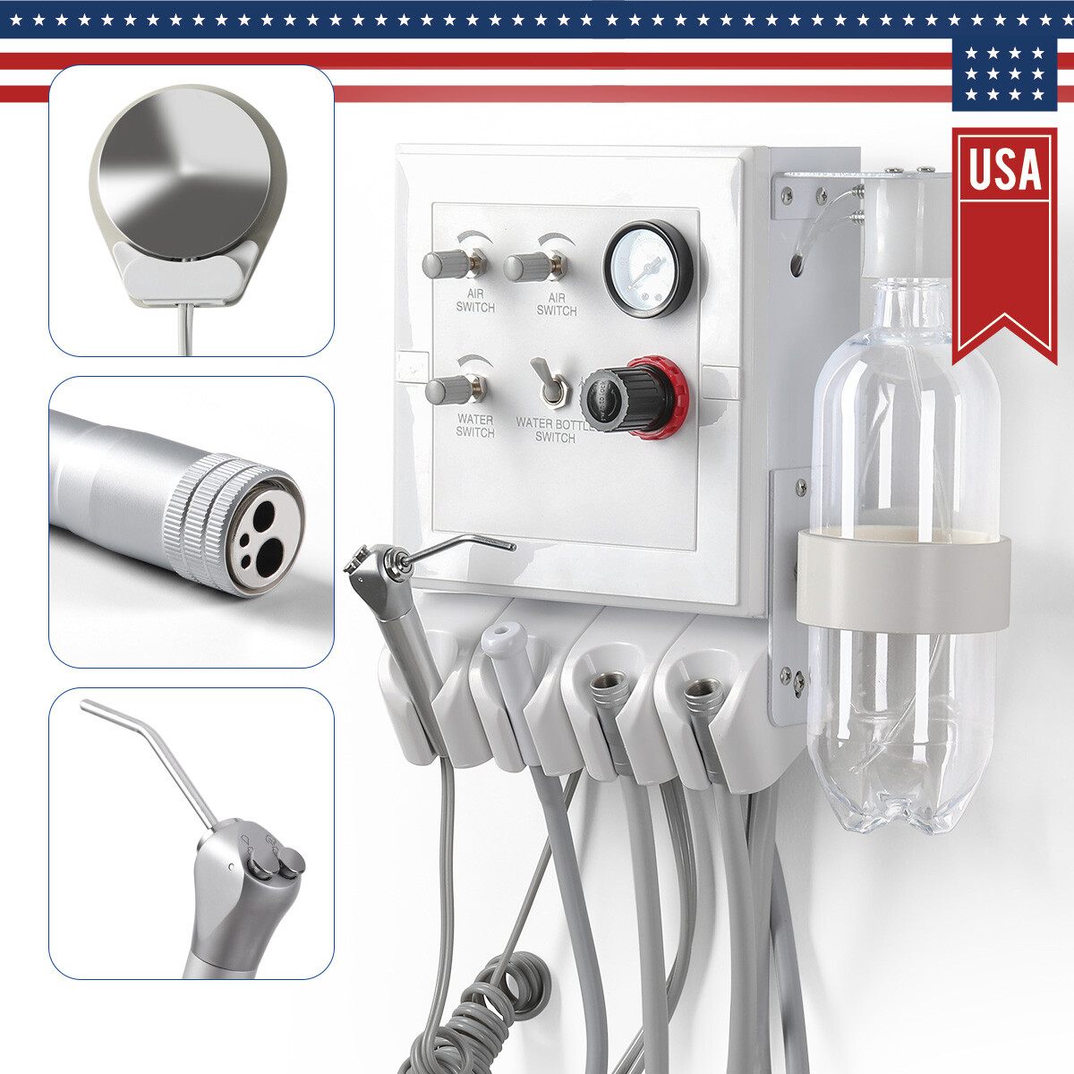 Portable Dental Turbine Unit with Weak Suction Work with Air Compressor 2/4 Hole