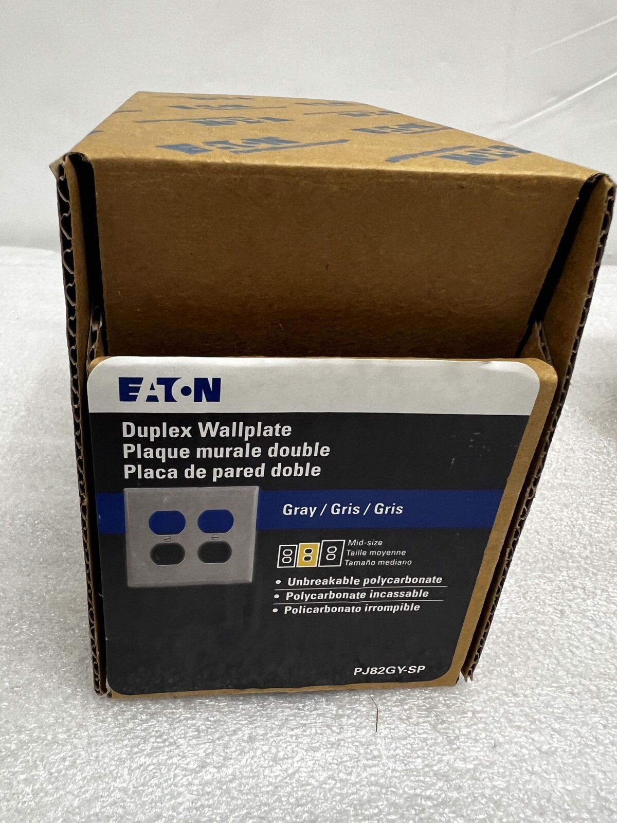 Eaton PJ82GY Duplex receptacle wallplate Gray Duplex receptacle Box of 12