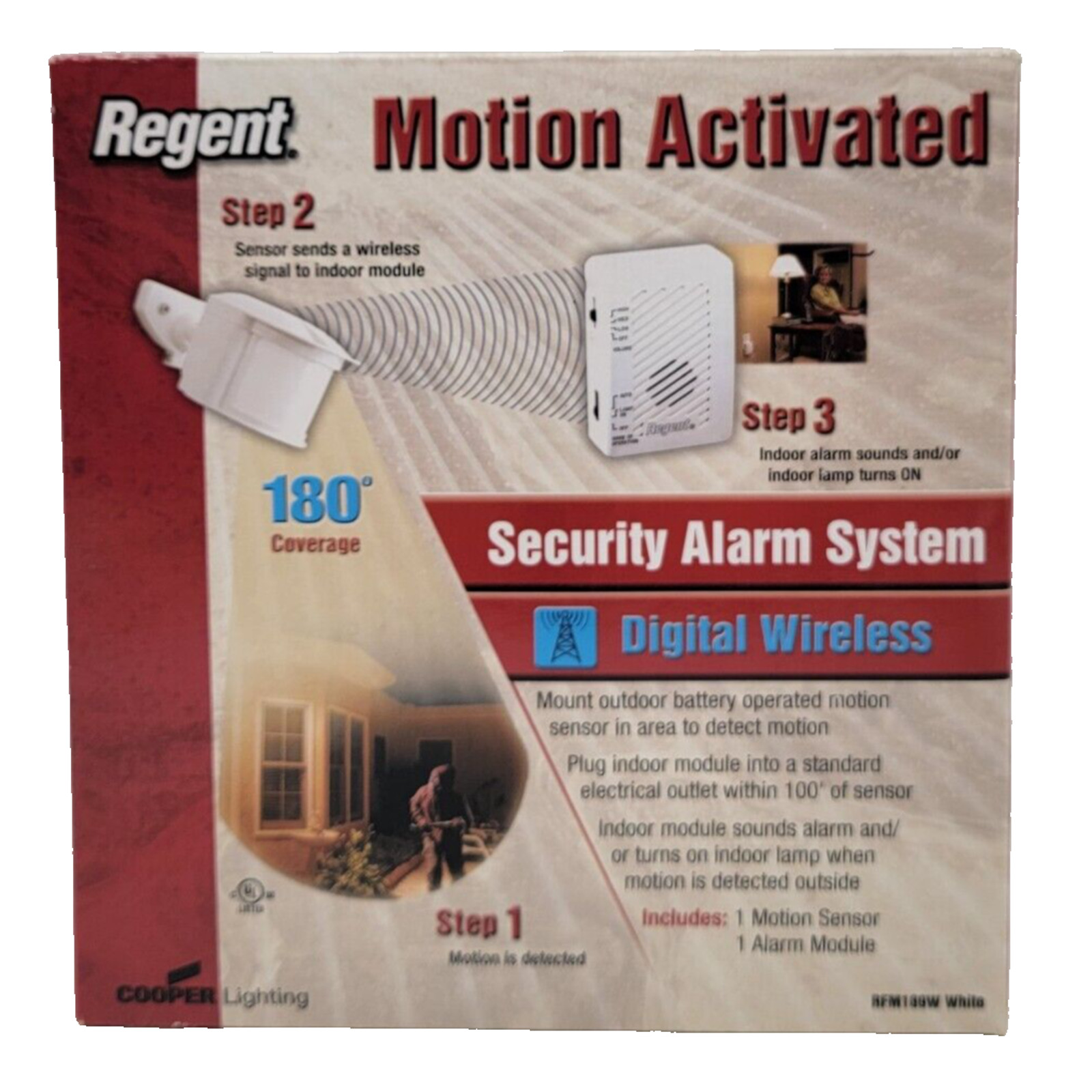 180 Degree Digital Wireless Motion Security System w Remote Alarm Sensor White