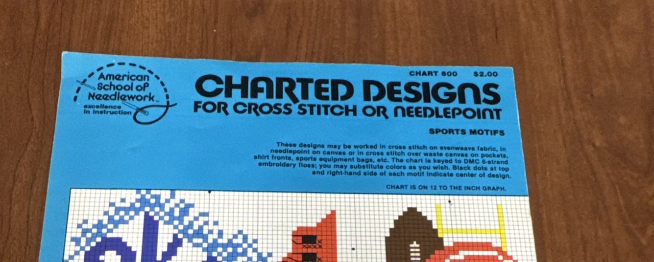 “SPORTS MOTIFS” Chart 600 American School Needlework Cross Stitch Patterns 1978