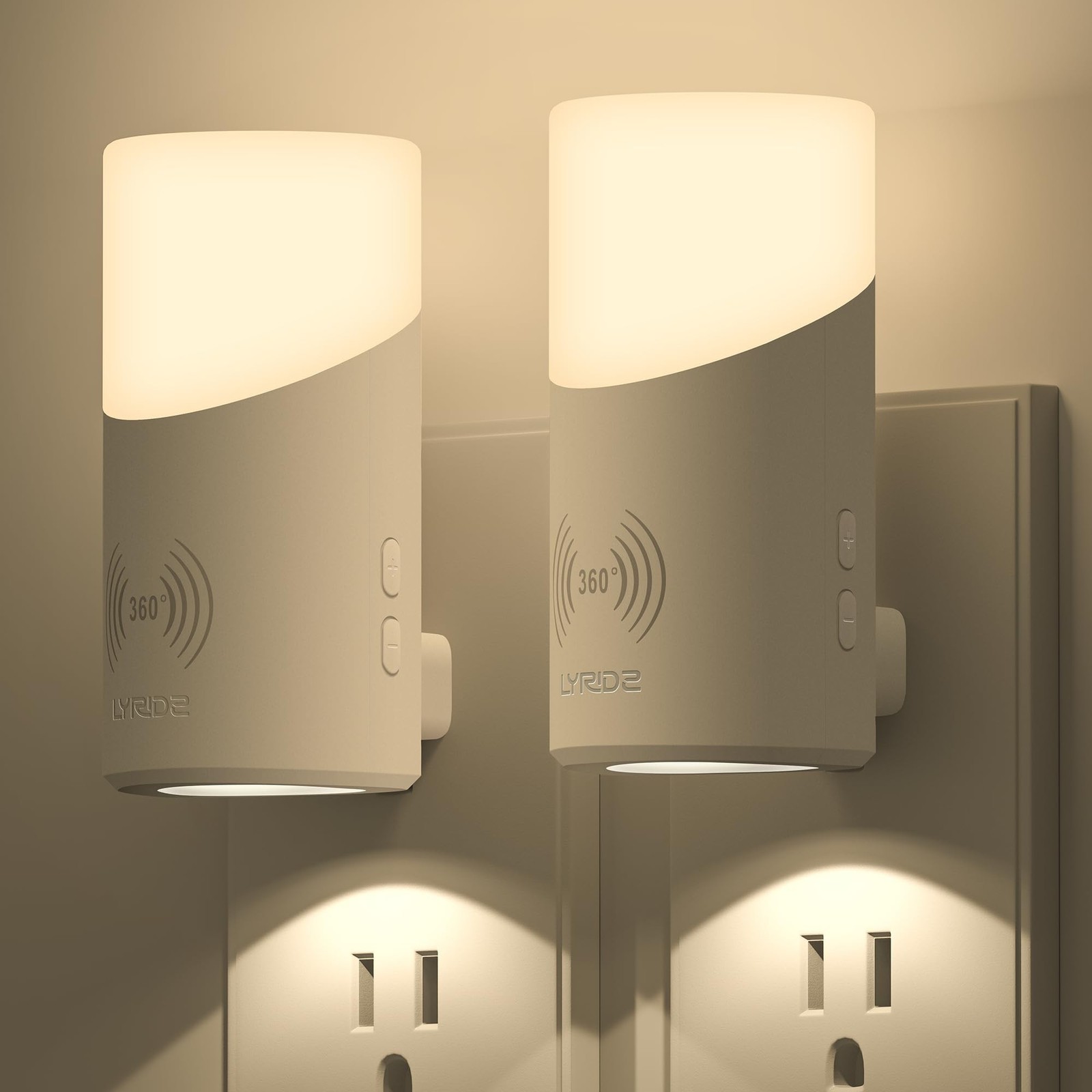 Lyridz LED Plug-in Night Light with 360° Motion Sensor, 1-150 Lumens Dimmab
