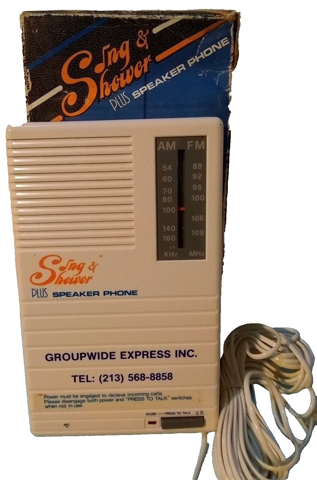 Vintage Sing And Shower AM/FM Radio Landline Speakerphone Water Resistant 1988