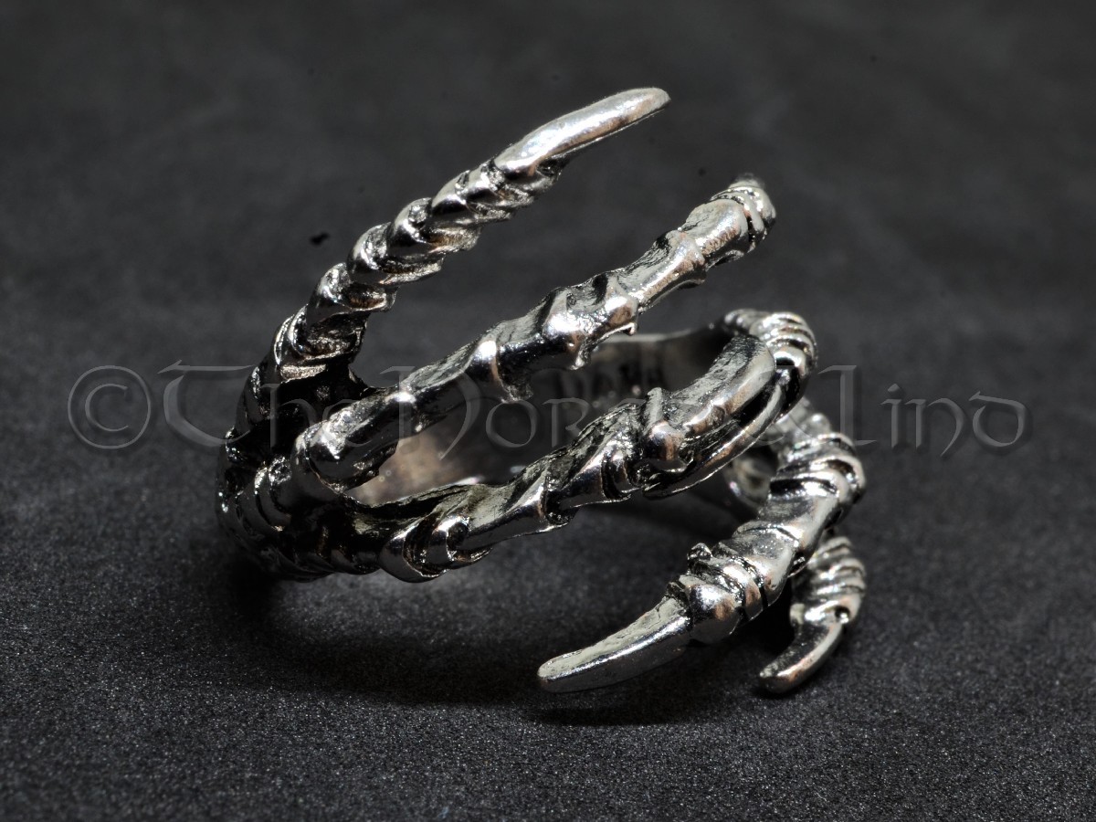Viking Raven Claw Ring Odin's Amulet Silver Gothic Jewelry Norse Adjustable
