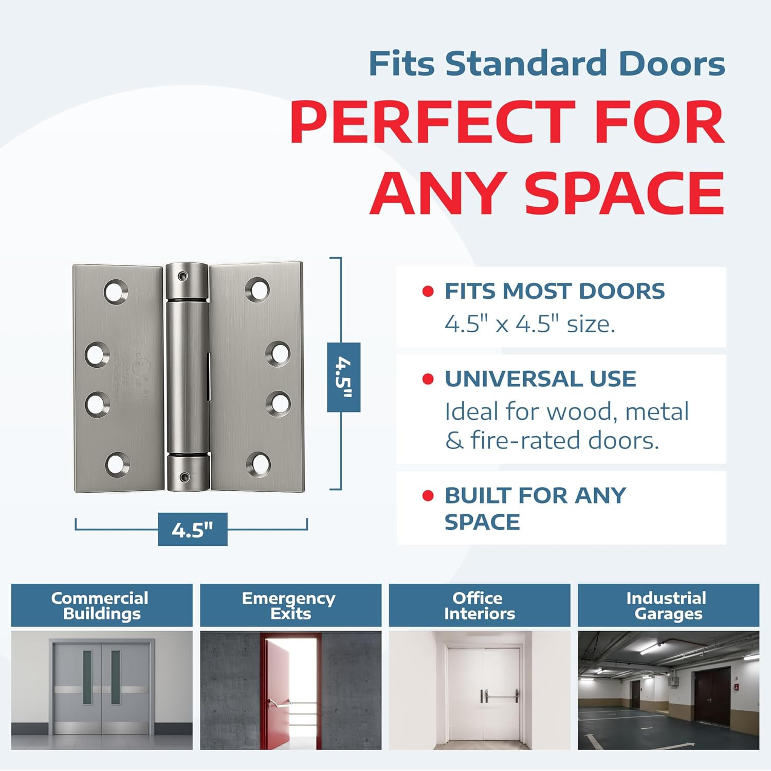 A1 Proguard Satin Door Hinges 4.5 Inch Self Closing Hinge Hardware Adjustable...