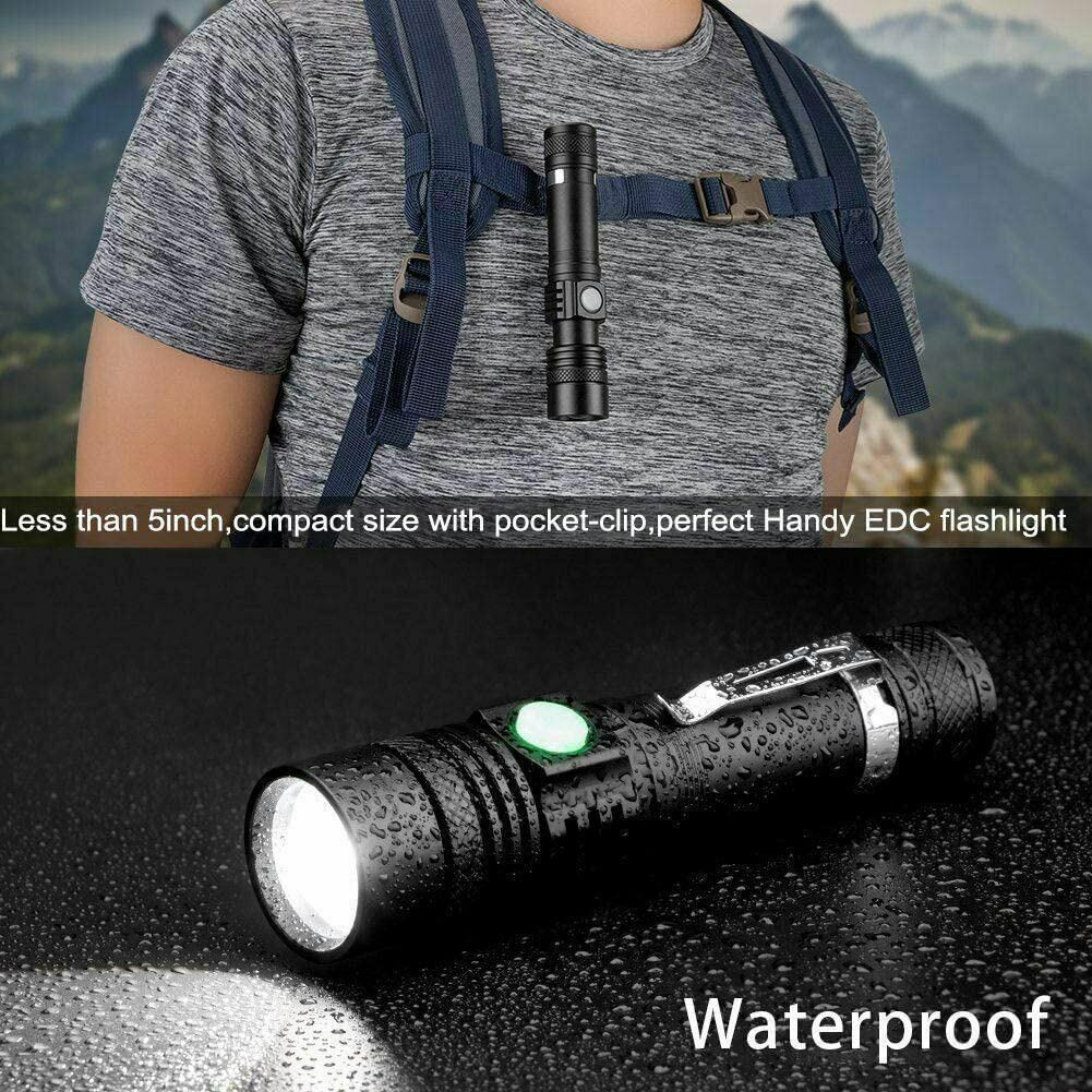 2PACK Rechargeable LED Flashlight Super Bright 30W Magentic Torch COB Work Light