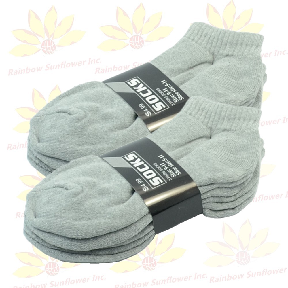 Gray 3-12 Pairs Mens Ankle Quarter Crew Sports Socks Cotton Low Cut Size 9-13