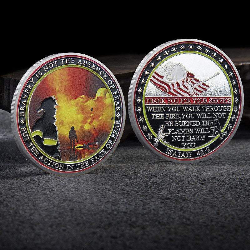 Thank You Service Firefighters Fireman Prayer God Bless Challenge Coin Gift US