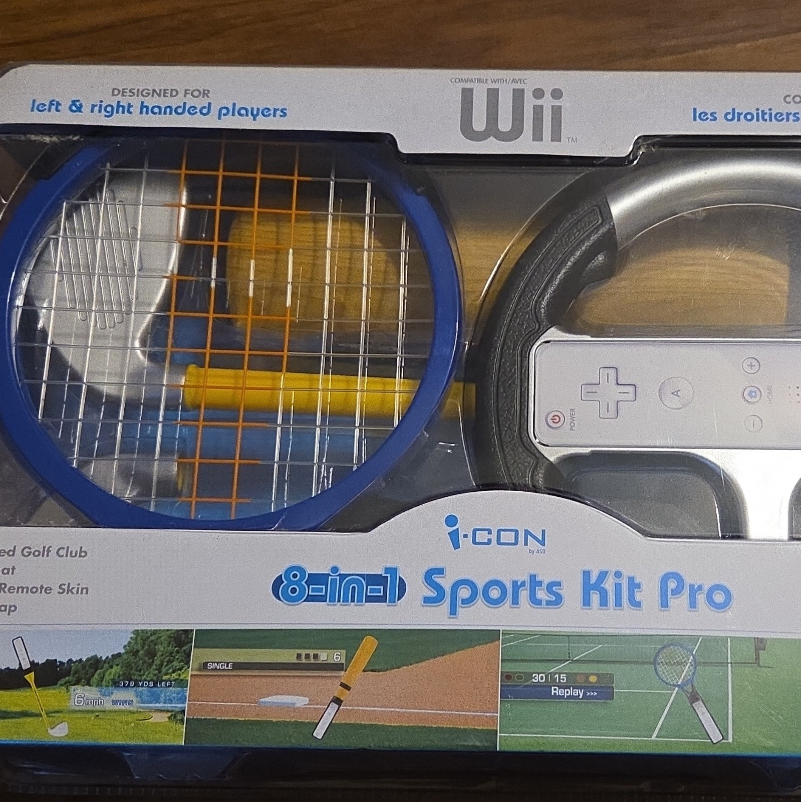 Icon 8-in-1 Sports Kit Pro Wii Controller Attachments Tennis & Golf Bundle