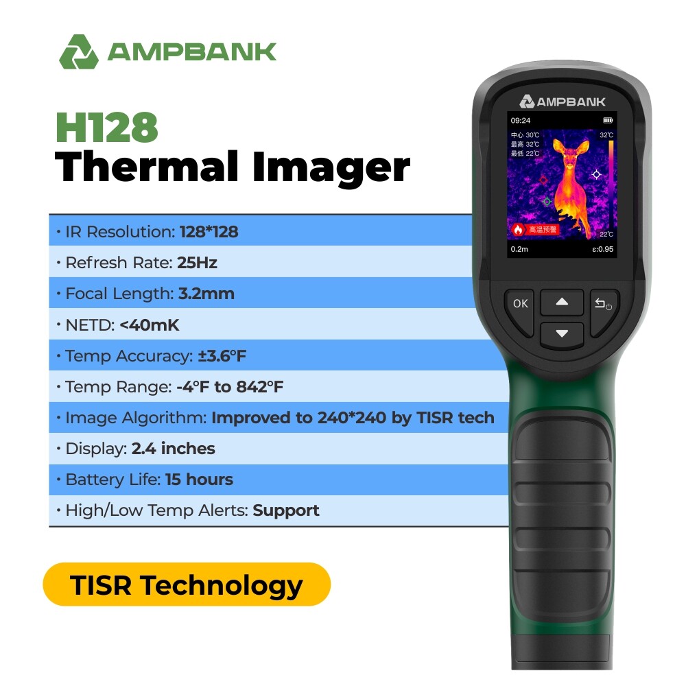 AMPBANK H128 Thermal Camera 240*240 TISR Resolution 15-Hour Battery Life