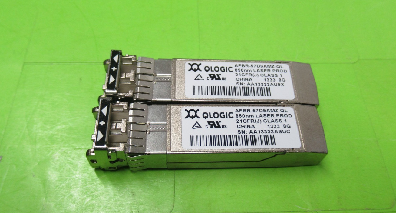 Lot of 2 Q-Logic AFBR-57D9AMZ-QL QLogic 8G FC 850nm SFP+ Transceiver
