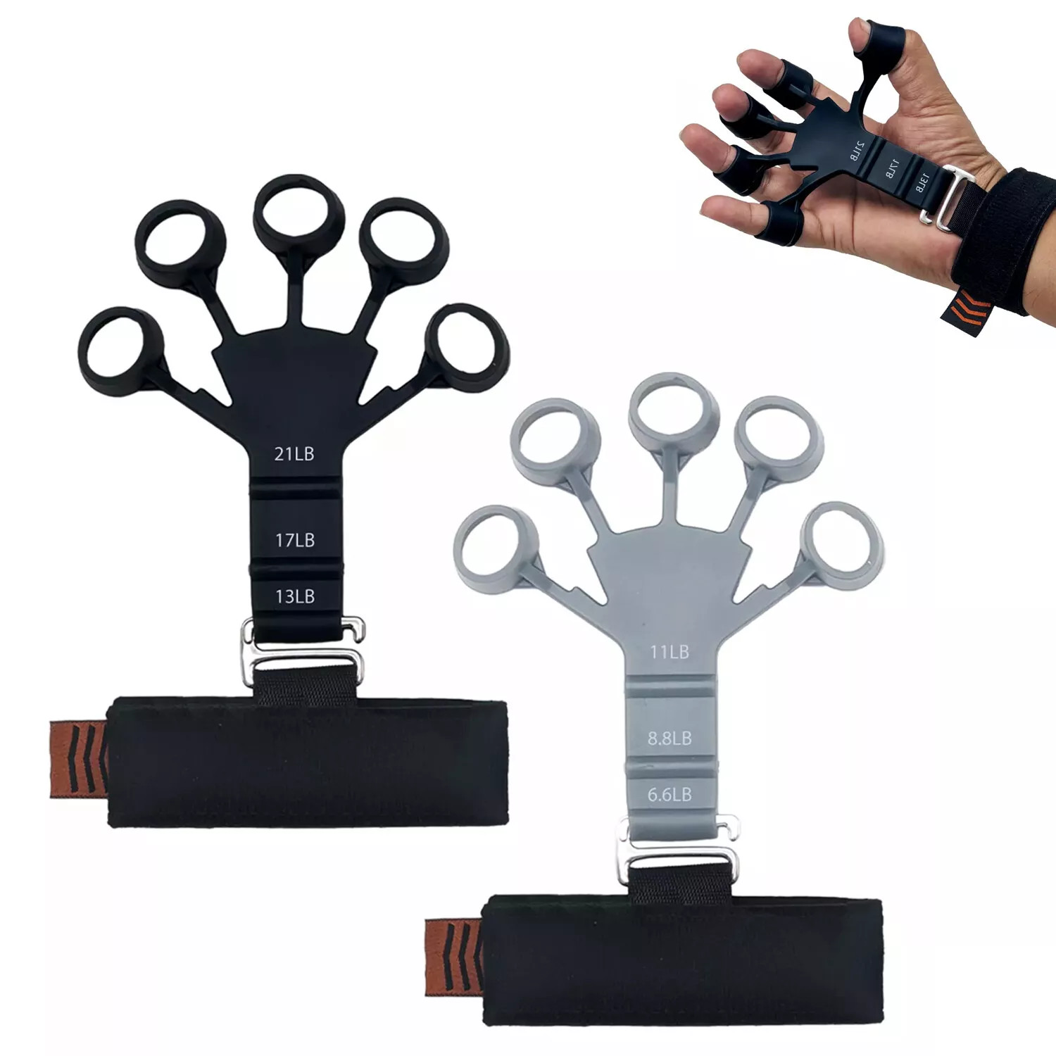 2 Pcs Upgraded Finger Exerciser Fitness Workout Hand Grippers 6 Levels